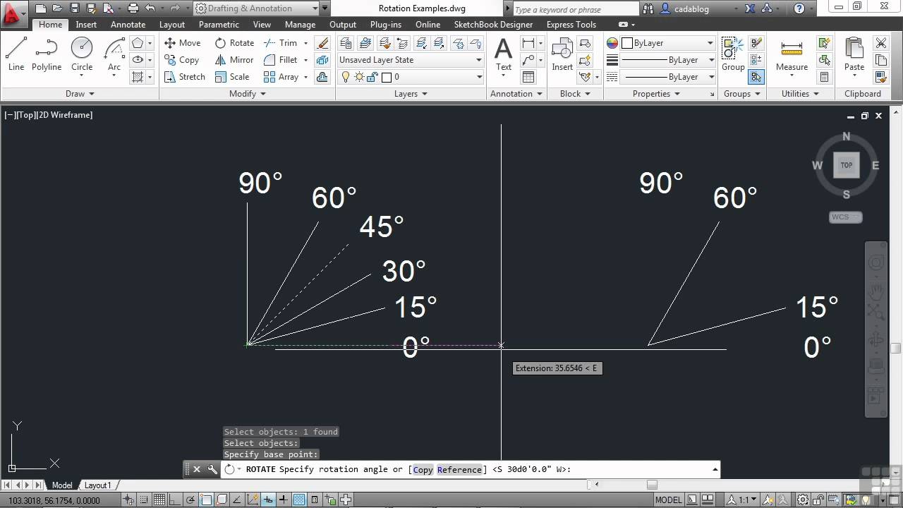 Autocad rotate reference